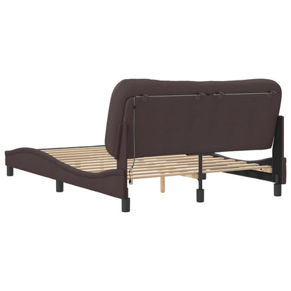 Bedframe Met Led-Verlichting Stof Donkerbruin 140X200 Cm