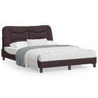 LED bed frame without mattress "Hvar" 140x200 cm fabric dark brown