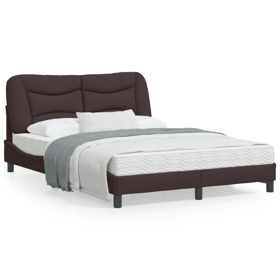 Bedframe Met Led-Verlichting Stof Donkerbruin 140X200 Cm