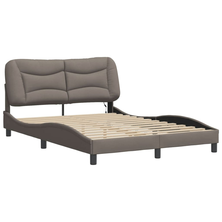 Bedframe Met Led-Verlichting Stof Taupe 140X200 Cm