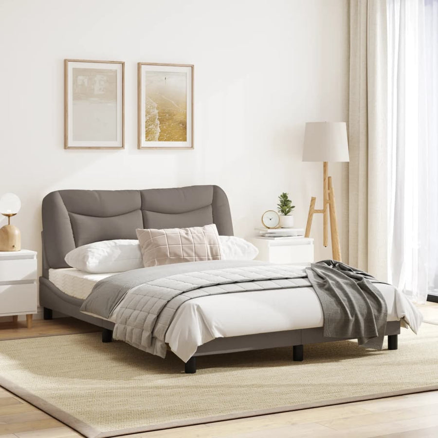 Bedframe Met Led-Verlichting Stof Taupe 140X200 Cm