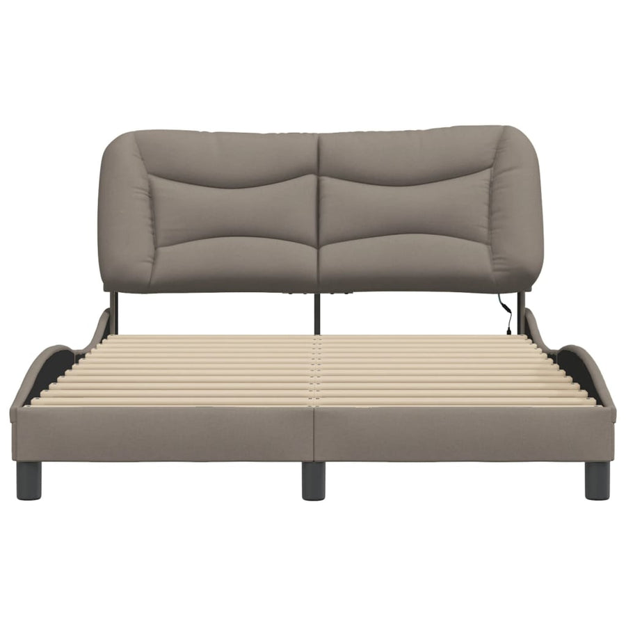 Bedframe Met Led-Verlichting Stof Taupe 140X200 Cm