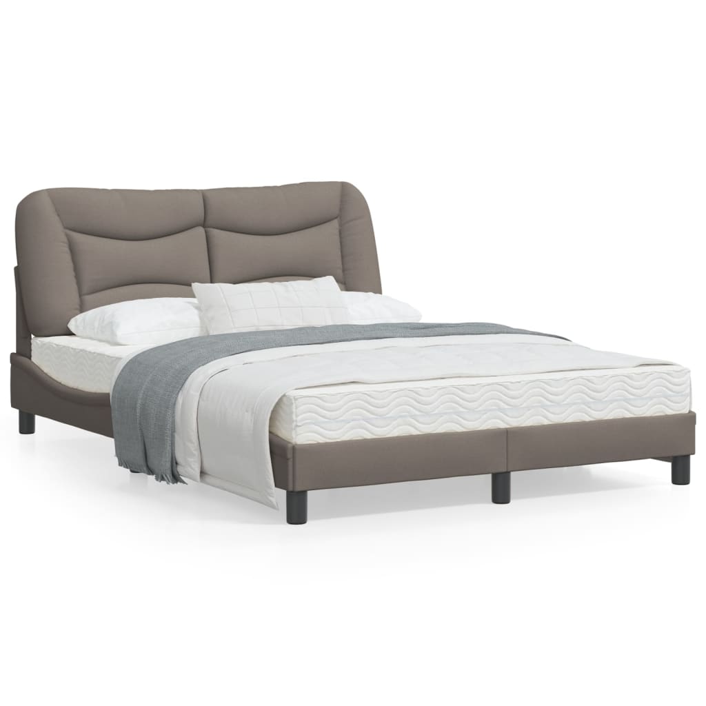 Bedframe Met Led-Verlichting Stof Taupe 140X200 Cm
