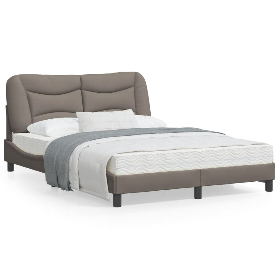 Bedframe Met Led-Verlichting Stof Taupe 140X200 Cm