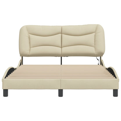 Bedframe Met Led-Verlichting Stof Crèmekleurig 140X200 Cm