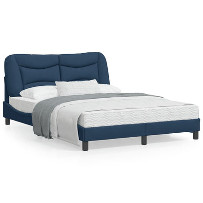 Bedframe Met Led-Verlichting Stof Blauw 140X200 Cm