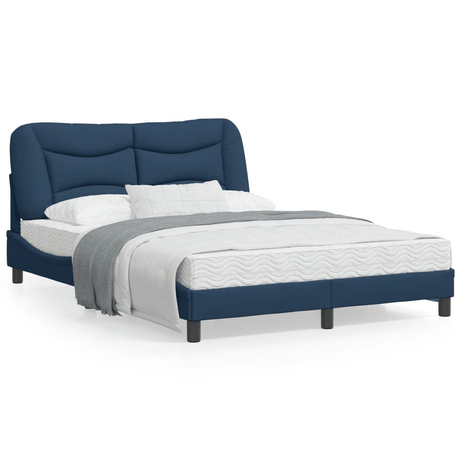 Bedframe Met Led-Verlichting Stof Blauw 140X200 Cm