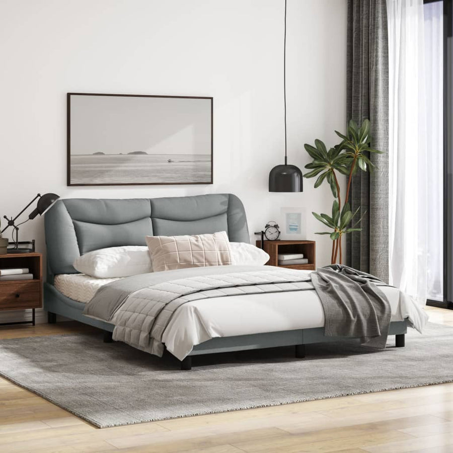 Bedframe Met Led-Verlichting Stof Lichtgrijs 160X200 Cm