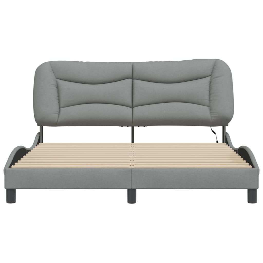 Bedframe Met Led-Verlichting Stof Lichtgrijs 160X200 Cm