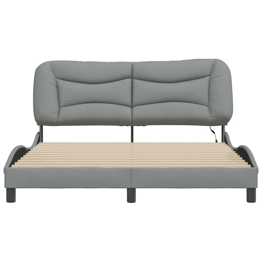 Bedframe Met Led-Verlichting Stof Lichtgrijs 160X200 Cm