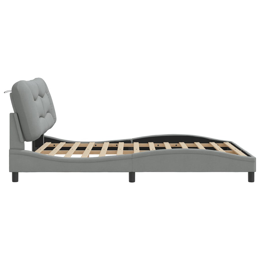 Bedframe Met Led-Verlichting Stof Lichtgrijs 160X200 Cm