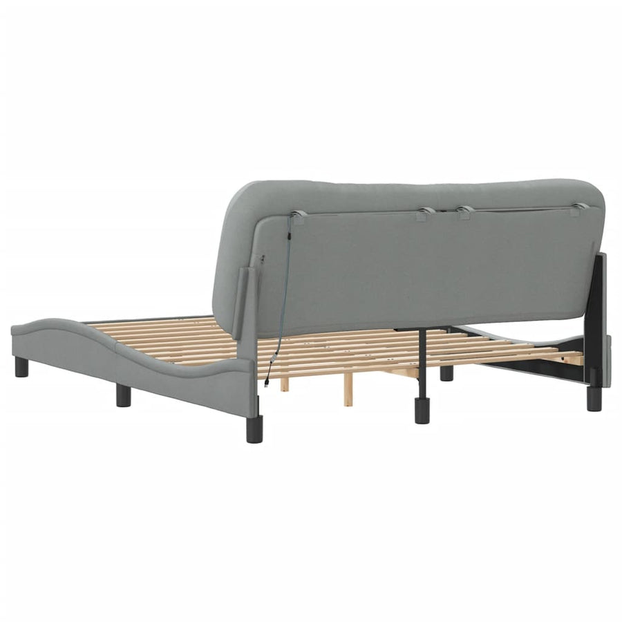 Bedframe Met Led-Verlichting Stof Lichtgrijs 160X200 Cm