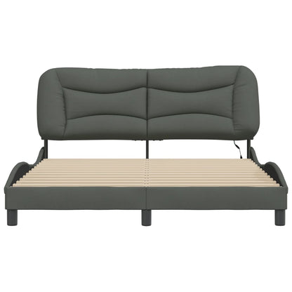 Bedframe Met Led-Verlichting Stof Donkergrijs 160X200 Cm