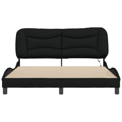 Bedframe Met Led-Verlichting Stof Zwart 160X200 Cm