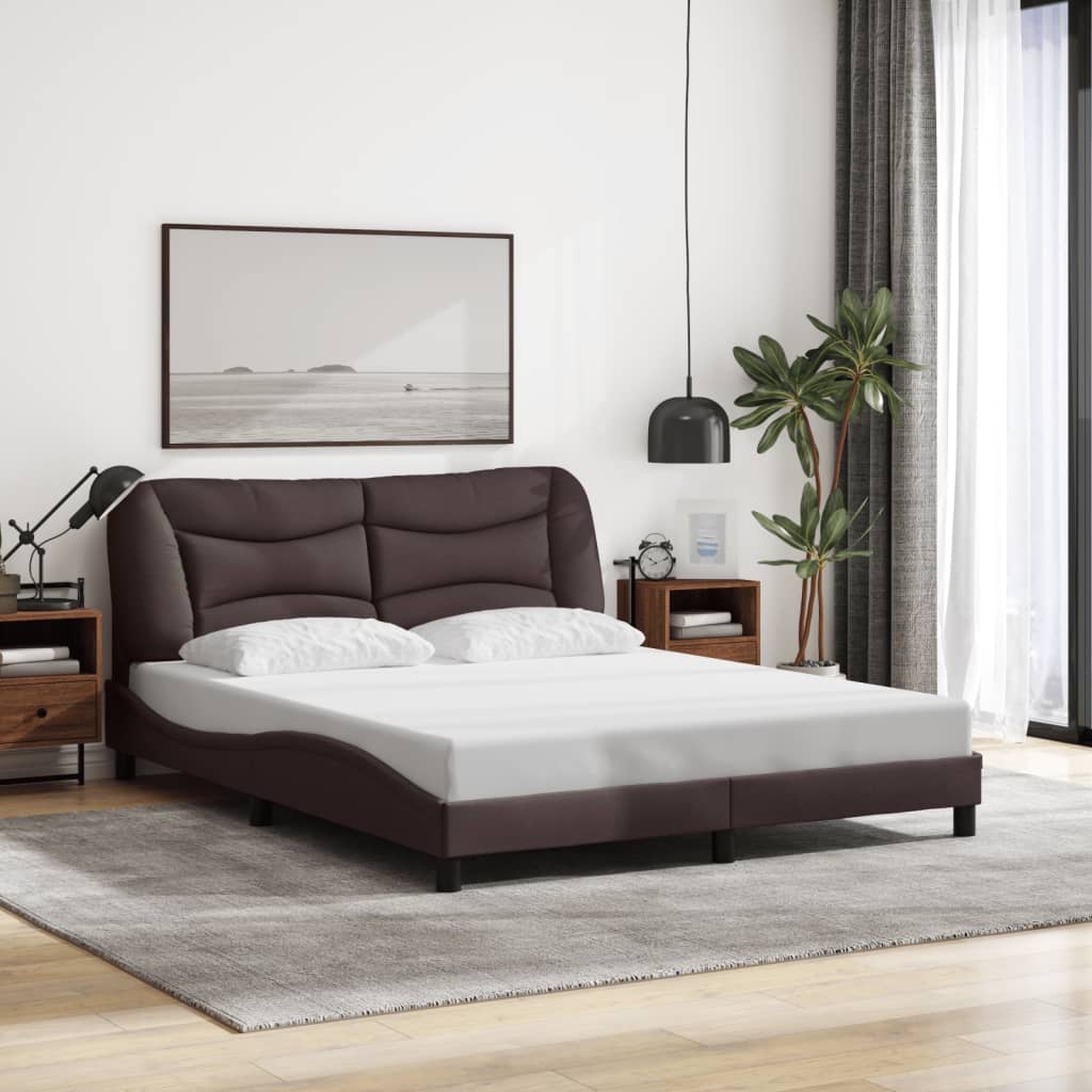 Bedframe met LED zonder matras "Hvar" 160x200 cm stof donkerbruin