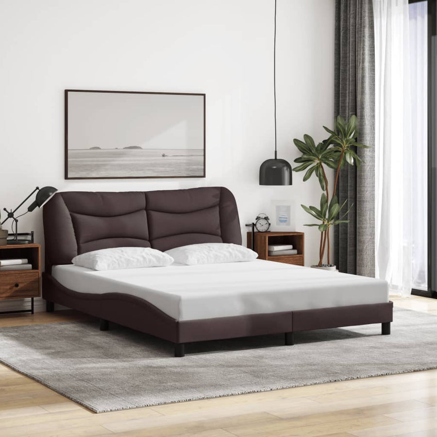 Bedframe met LED zonder matras "Hvar" 160x200 cm stof donkerbruin