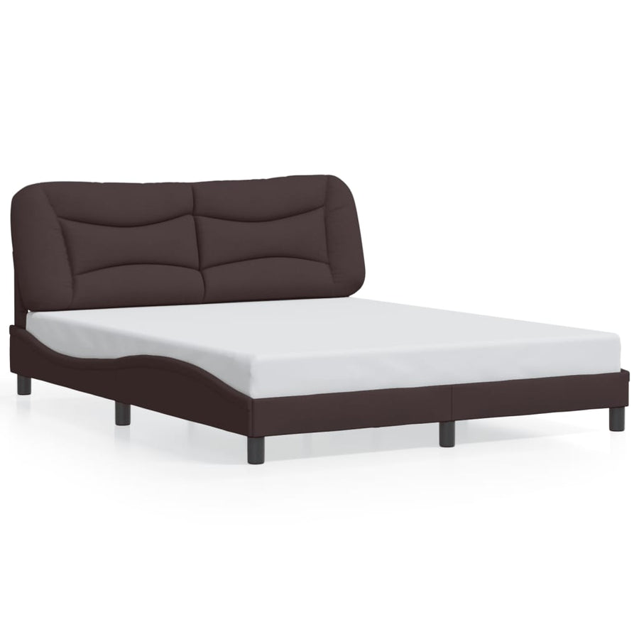 Bedframe met LED zonder matras "Hvar" 160x200 cm stof donkerbruin