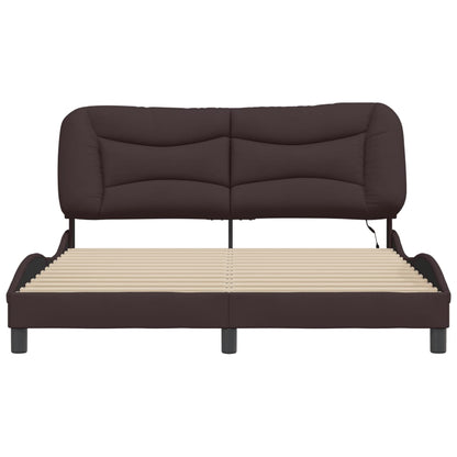 Bedframe met LED zonder matras "Hvar" 160x200 cm stof donkerbruin