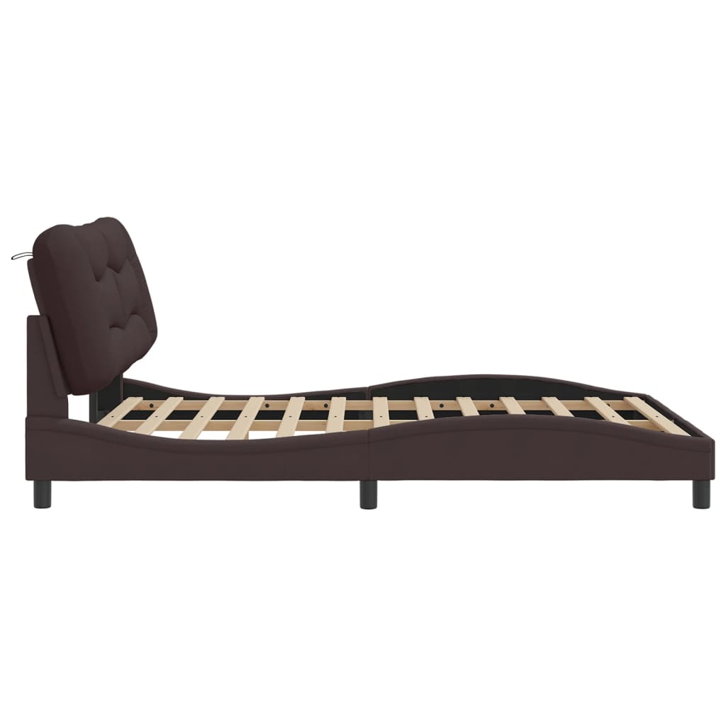 Bedframe met LED zonder matras "Hvar" 160x200 cm stof donkerbruin