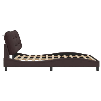 Bedframe met LED zonder matras "Hvar" 160x200 cm stof donkerbruin