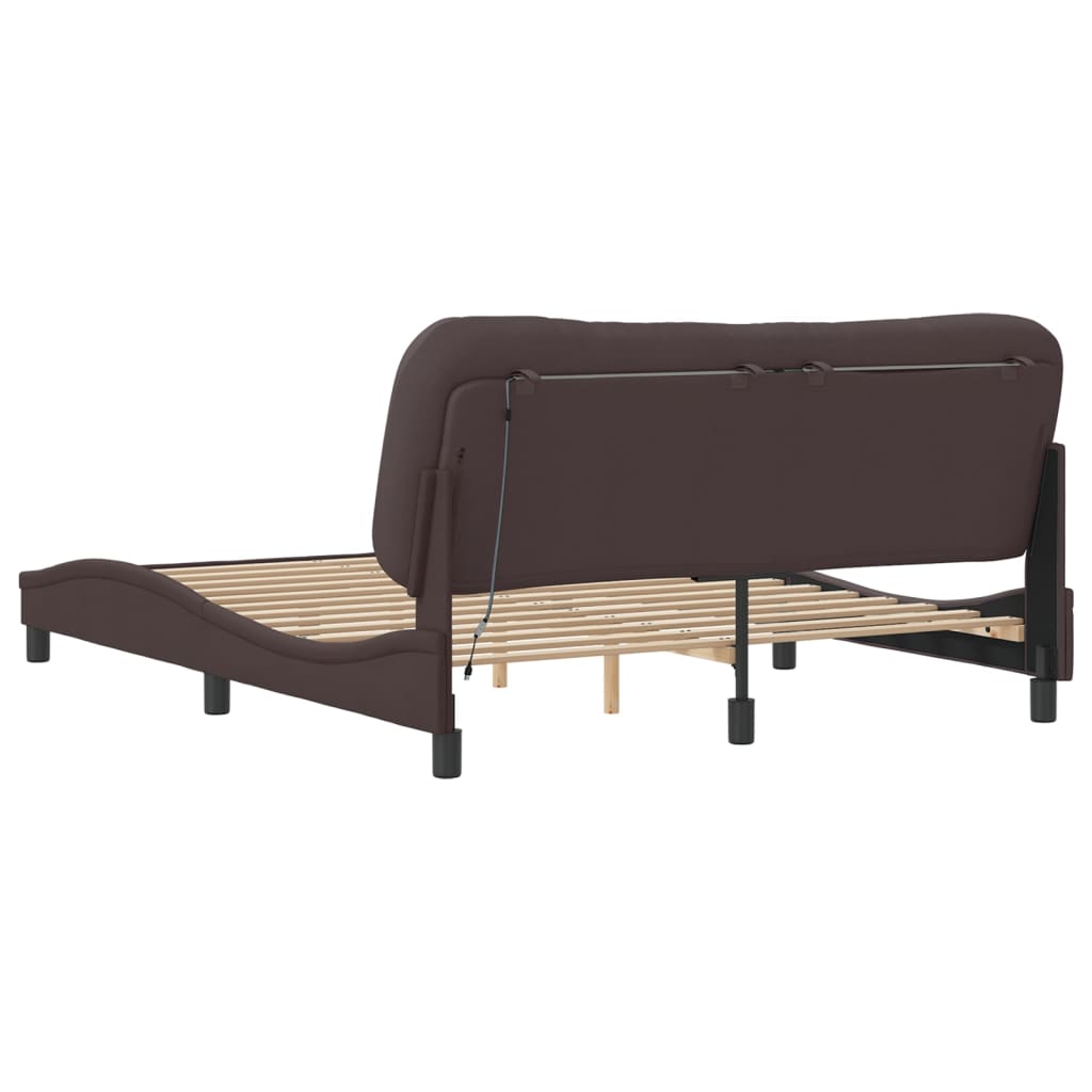 Bedframe met LED zonder matras "Hvar" 160x200 cm stof donkerbruin