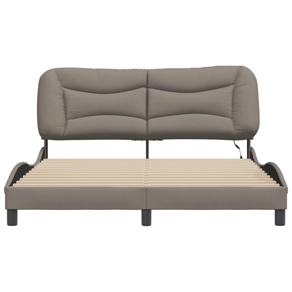 Bedframe Met Led-Verlichting Stof Taupe 160X200 Cm