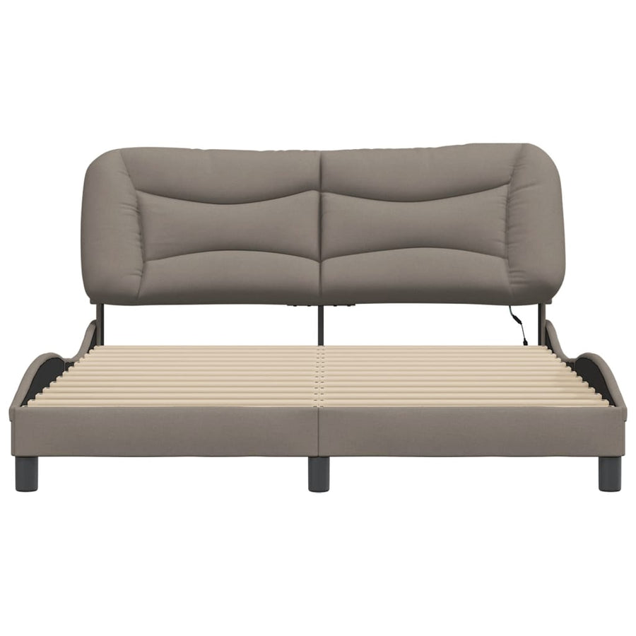 Bedframe Met Led-Verlichting Stof Taupe 160X200 Cm