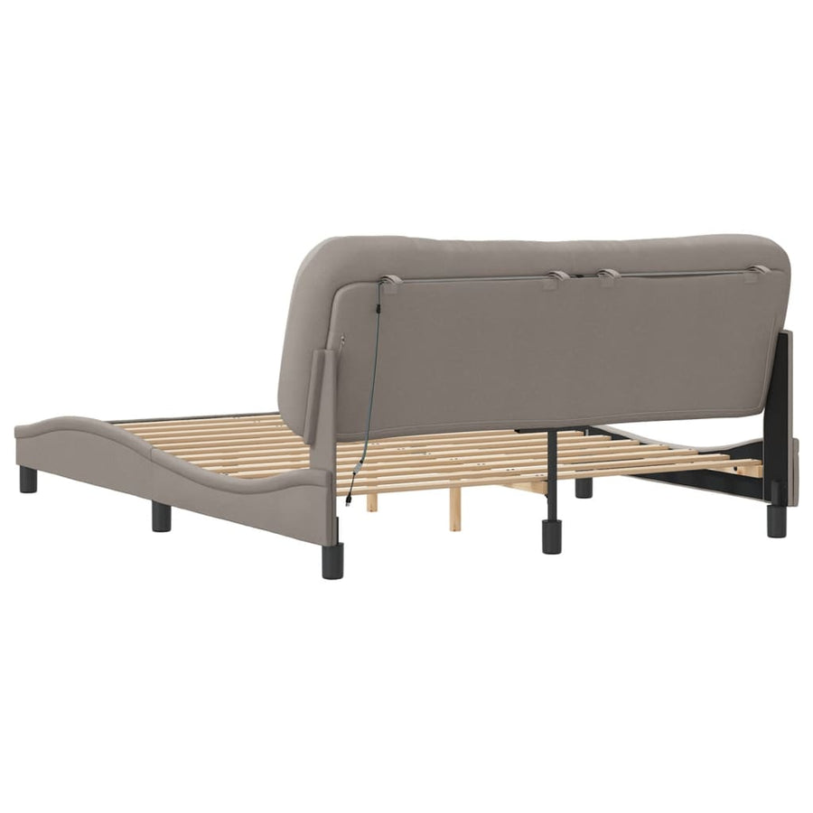 Bedframe Met Led-Verlichting Stof Taupe 160X200 Cm