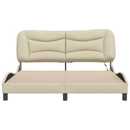 Bedframe Met Led-Verlichting Stof Crèmekleurig 160X200 Cm