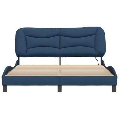 Bedframe Met Led-Verlichting Stof Blauw 160X200 Cm
