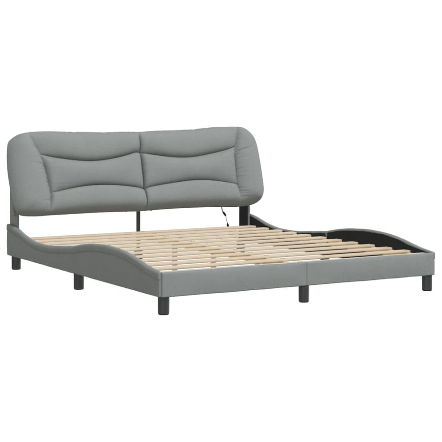 Bedframe Met Led-Verlichting Stof Lichtgrijs 180X200 Cm