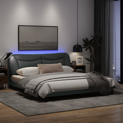 Bedframe Met Led-Verlichting Stof Lichtgrijs 180X200 Cm