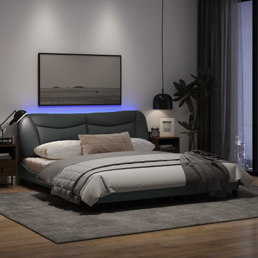 Bedframe Met Led-Verlichting Stof Lichtgrijs 180X200 Cm