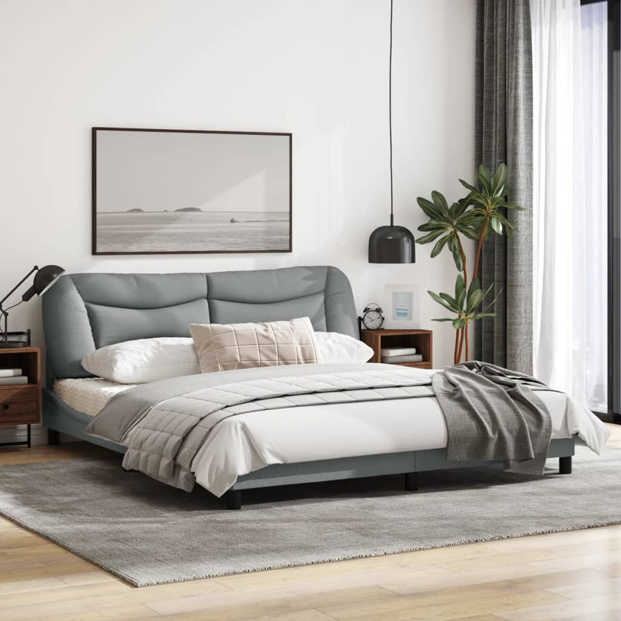 Bedframe Met Led-Verlichting Stof Lichtgrijs 180X200 Cm