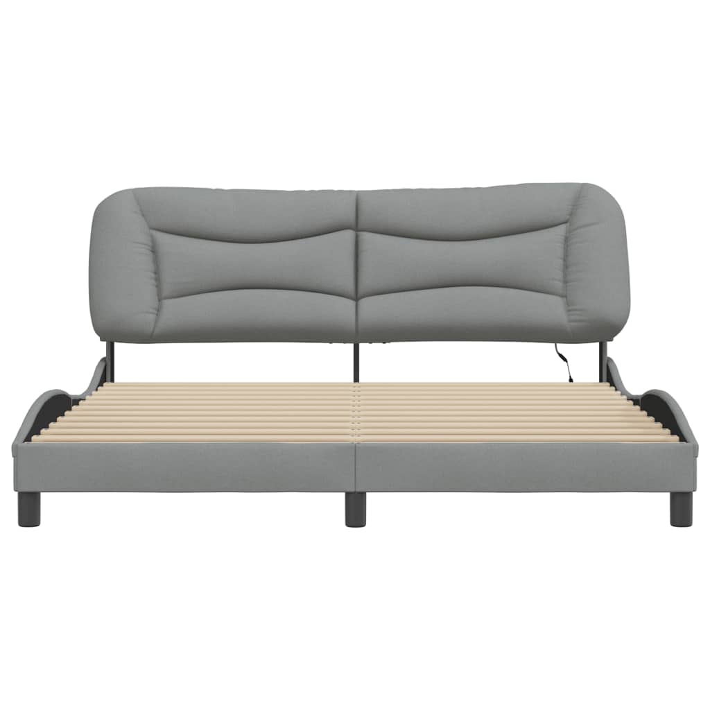 Bedframe Met Led-Verlichting Stof Lichtgrijs 180X200 Cm