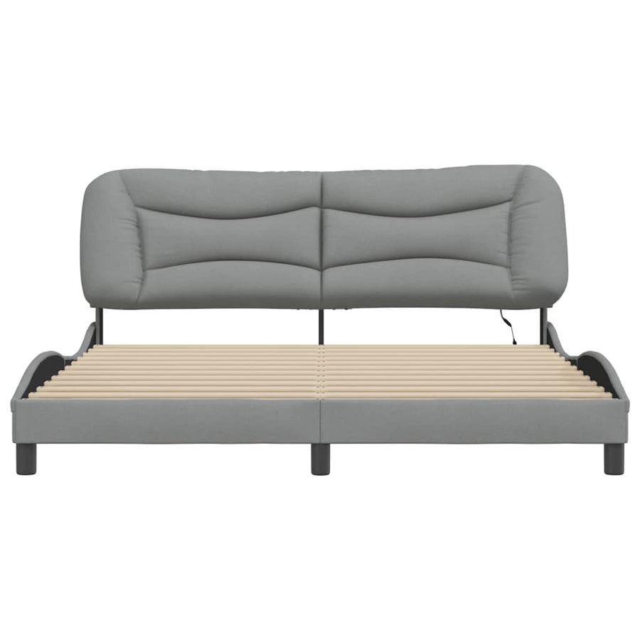 Bedframe Met Led-Verlichting Stof Lichtgrijs 180X200 Cm