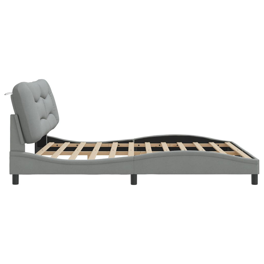 Bedframe Met Led-Verlichting Stof Lichtgrijs 180X200 Cm