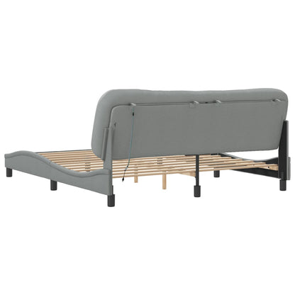 Bedframe Met Led-Verlichting Stof Lichtgrijs 180X200 Cm
