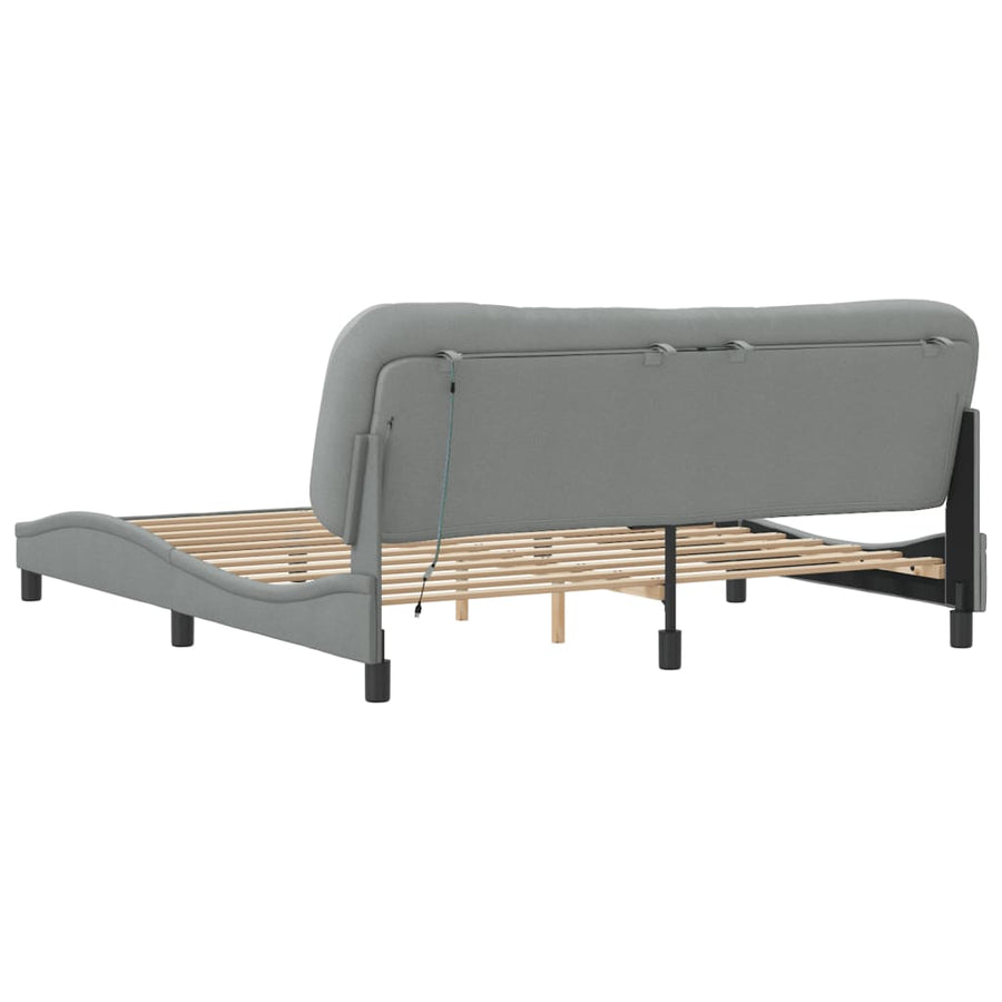 Bedframe Met Led-Verlichting Stof Lichtgrijs 180X200 Cm