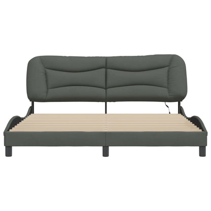 Bedframe Met Led-Verlichting Stof Donkergrijs 180X200 Cm