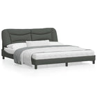 Bed frame with LED without mattress "Hvar" 180x200 cm fabric dark grey