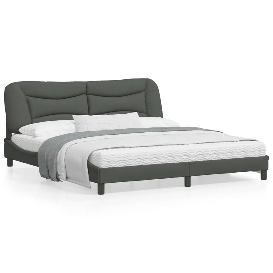 Bedframe Met Led-Verlichting Stof Donkergrijs 180X200 Cm