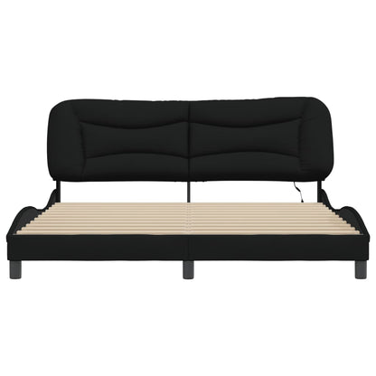 Bedframe Met Led-Verlichting Stof Zwart 180X200 Cm
