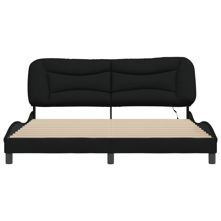 Bedframe Met Led-Verlichting Stof Zwart 180X200 Cm