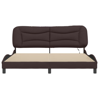 Bedframe Met Led-Verlichting Stof Donkerbruin 180X200 Cm