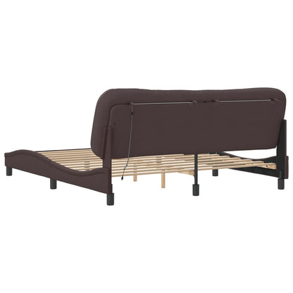 Bedframe Met Led-Verlichting Stof Donkerbruin 180X200 Cm