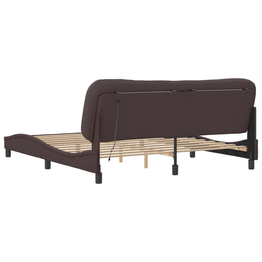 Bedframe Met Led-Verlichting Stof Donkerbruin 180X200 Cm
