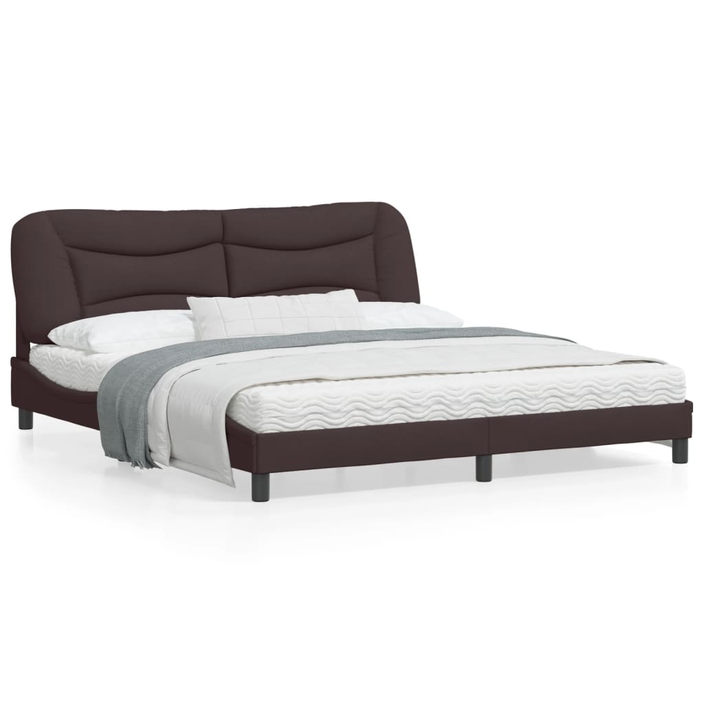 Bedframe Met Led-Verlichting Stof Donkerbruin 180X200 Cm