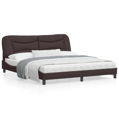 Bedframe Met Led-Verlichting Stof Donkerbruin 180X200 Cm