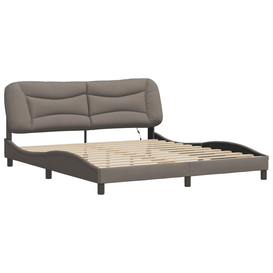Bedframe Met Led-Verlichting Stof Taupe 180X200 Cm